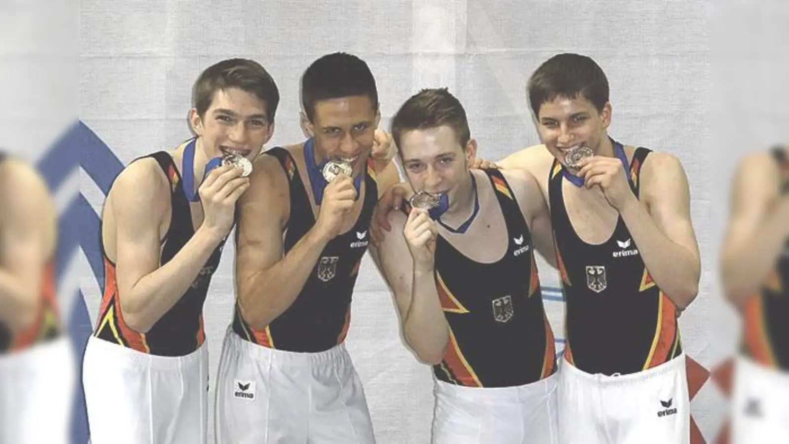 Erfolgreiche Trampolin-Athleten (v. l.) Leon Zaunseder (TSV Turnerbund München e.V.), Matthias Pfleiderer (TV Immenstadt), Fabian Vogel (SC Cottbus) und Lars Weiland (Frankfurt Flyers).	 (Foto: VA)