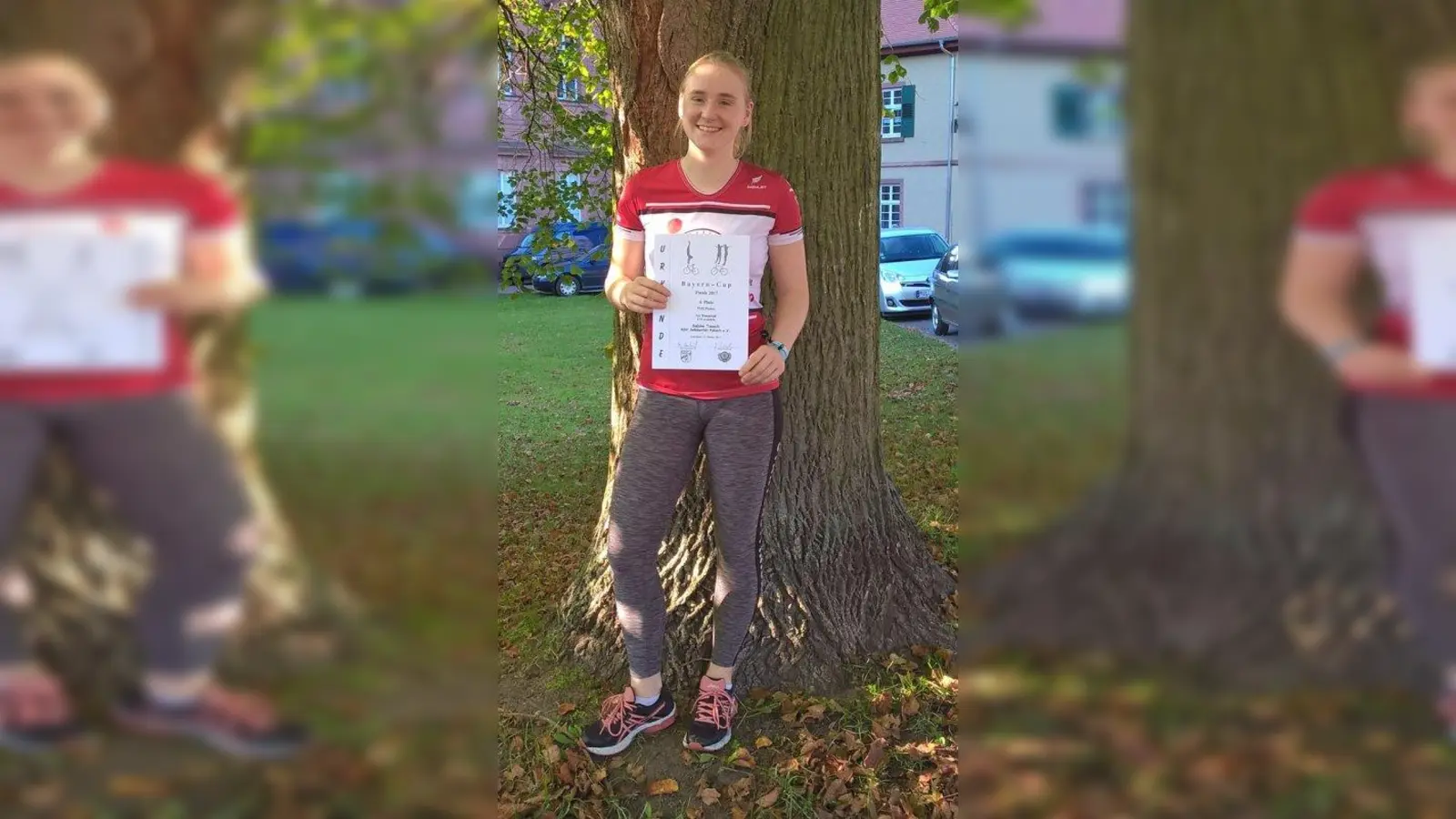 Sabine Tausch freut sich über ihr Erfolgserlebnis im Kunstradfahren. (Foto: RSV)