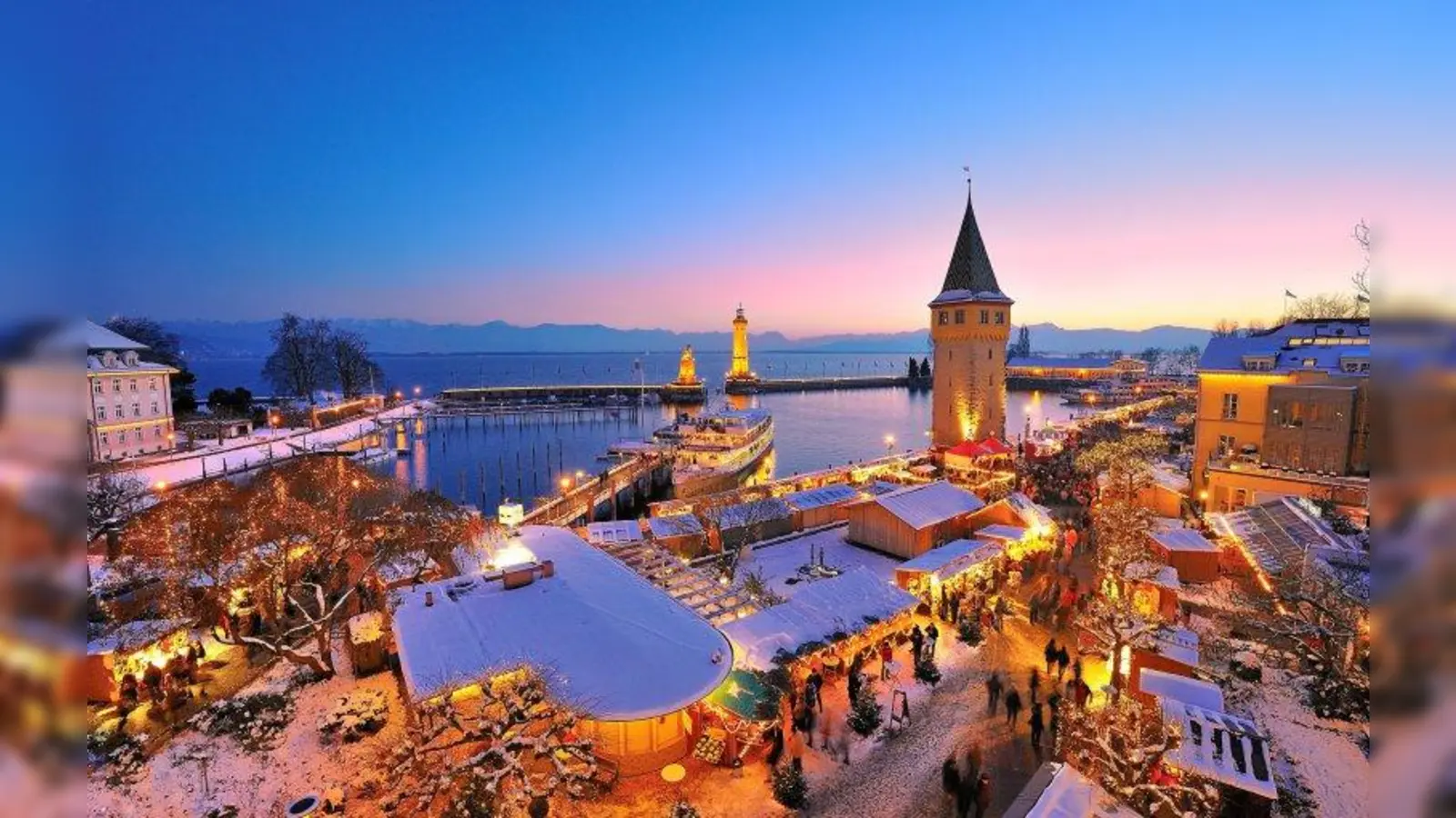 Weihnachtlich glänzender Markt: Beim Besuch der Lindauer Hafenweihnacht erlebt man eine faszinierende Atmosphäre. (Foto: Wolfgang Schneider - www.lindau-tourismus.de)