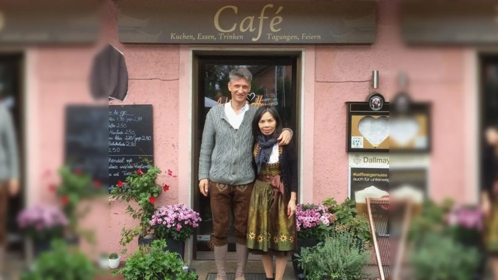 Phinong Schneider, Inhaberin Aubinger Herzl, mit Mike Schwab (Foto: pr)