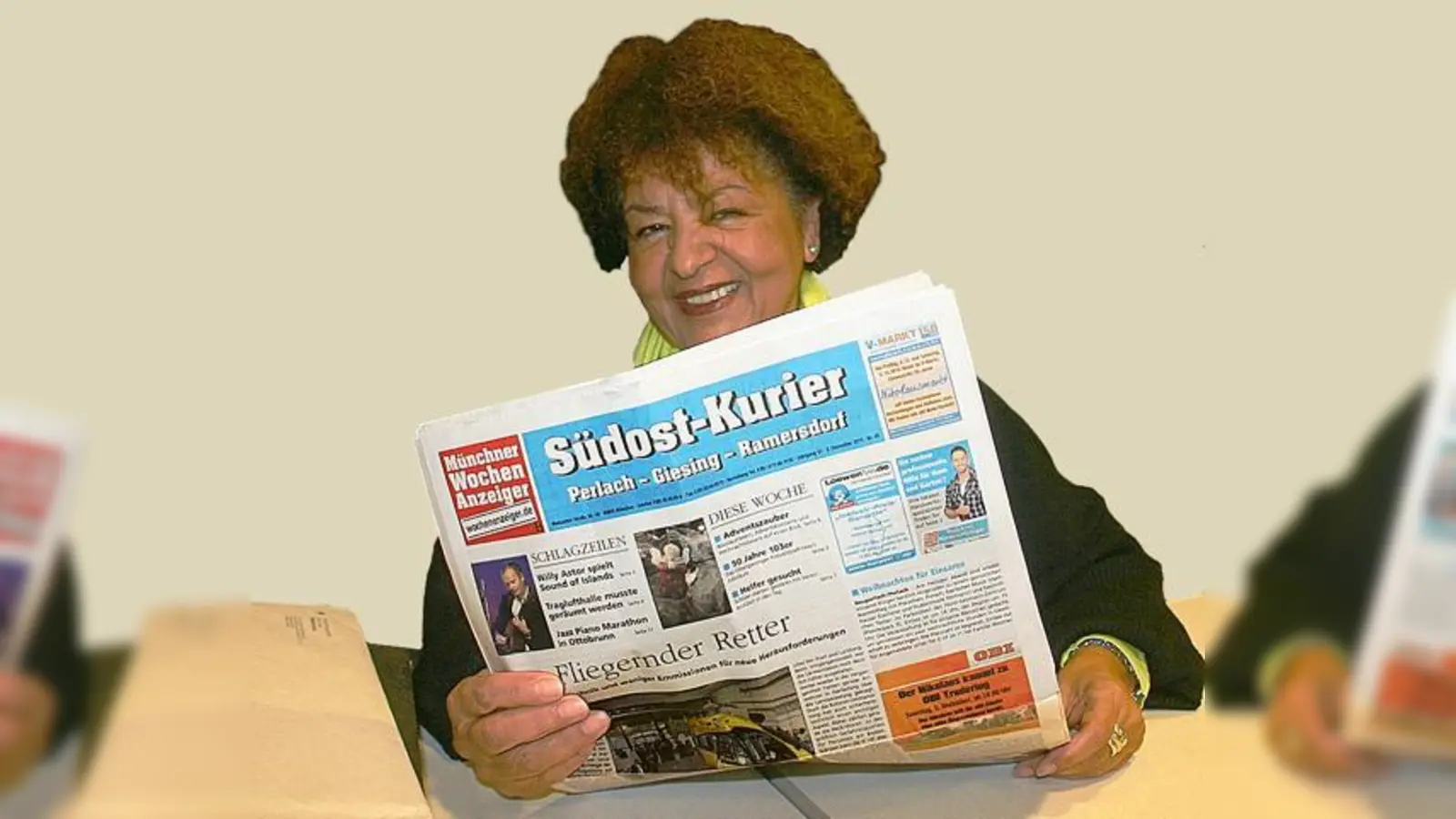 Viel Arbeit für den BA 17  aber doch noch Zeit, im Münchner Wochenanzeiger zu schmökern. BA-Chefin Carmen Dullinger-Oßwald.	 (Foto: hh)