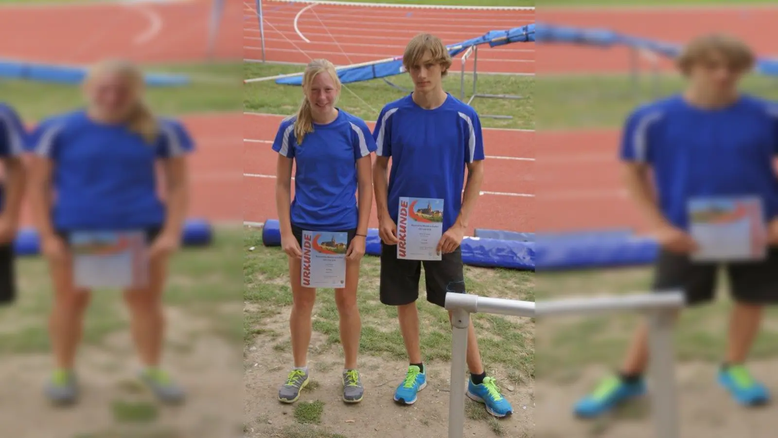 Die Stabhochspringer des SV Germering: Leah Grewe und Tobias Schaepen. (Foto: pi)