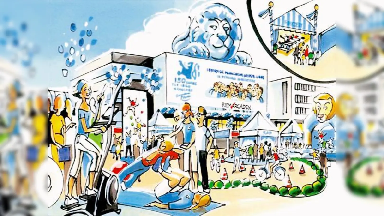 So könnte es im Mai zum 150. Geburtstag des TSV 1860 vor den Riem Arcaden aussehen.	 (Foto: Riem Arcaden)