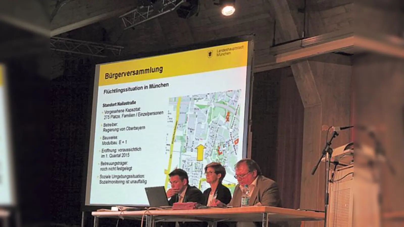 Ein Brennpunkt der Bürgerversammlung: Der Bau einer Flüchtlingsunterkunft in der Perlacher Nailastraße.	 (Foto: bus)