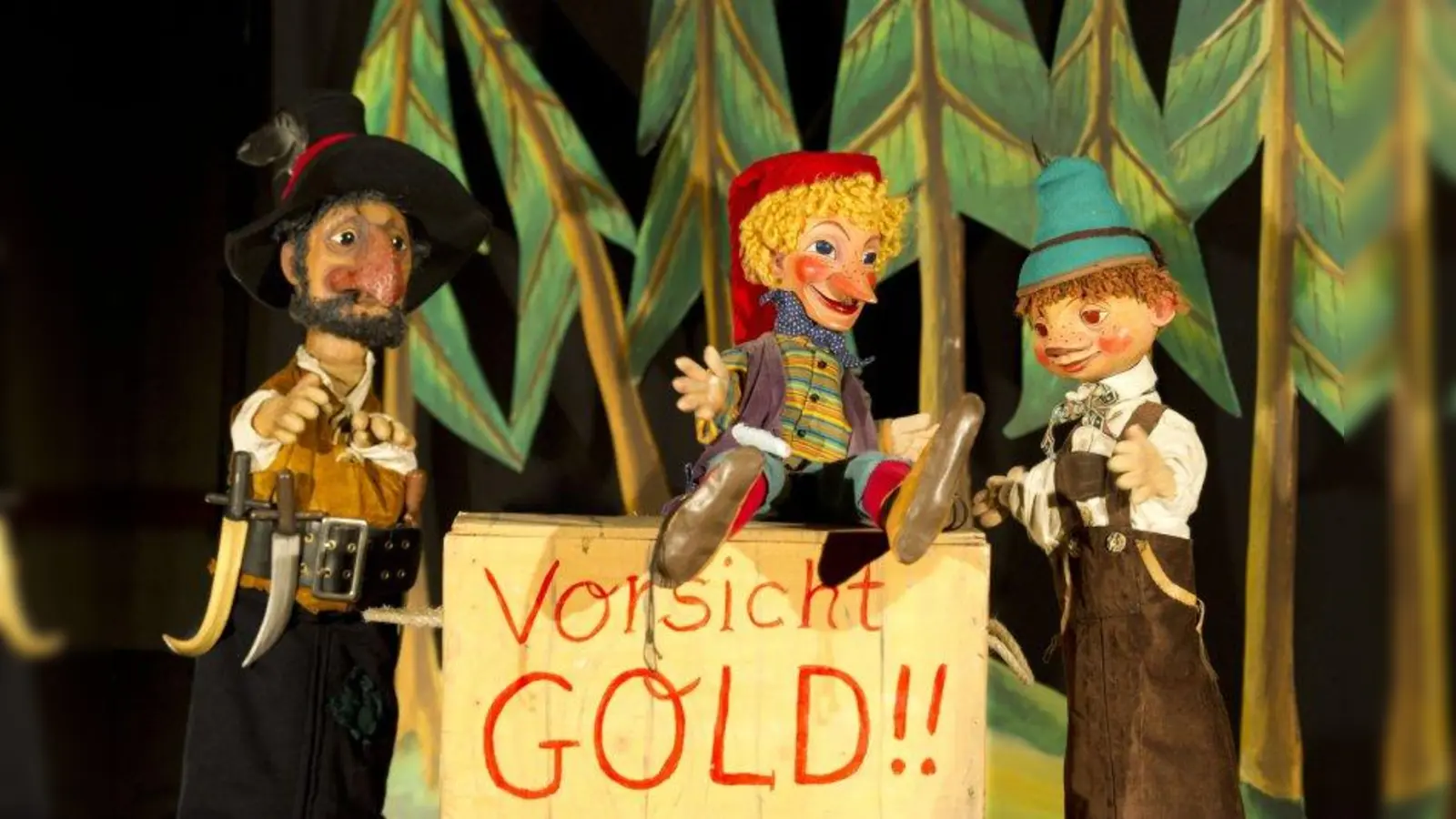 Der Räuber Hotzenplotz, Kasperl und Seppel kommen in den Bürgersaal Fürstenried. (Foto: Kammerpuppenspiele Bielefeld)