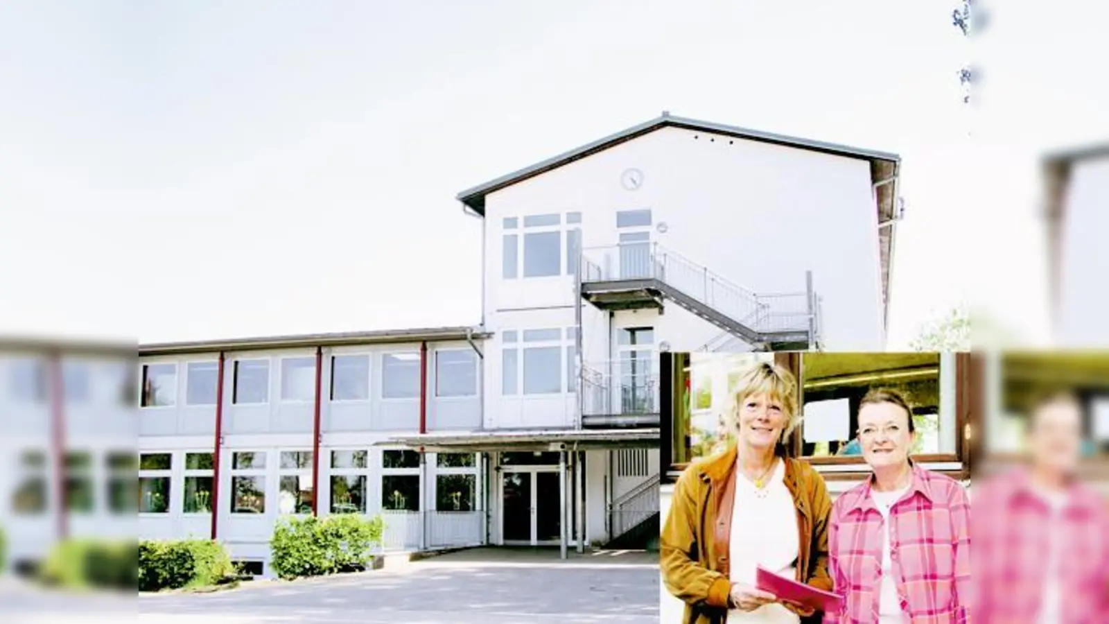 Bürgermeisterin Ursula Mayer (li.) und Rektorin ­Hannelore Mathis beim Rundgang über das Gelände der Erich-Kästner-Schule. (Foto: Schwarz-Mehrens)