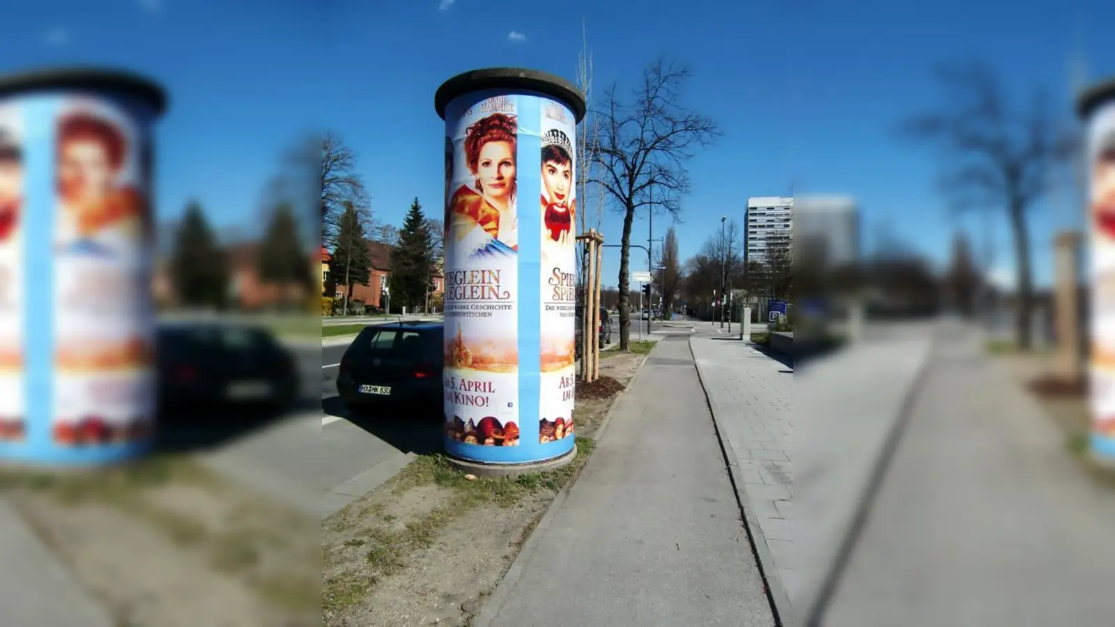 Eine hinterleuchtete Litfasssäule an der Ecke Englschalkinger-/Elektrastraße ist nicht machbar, weil sie in den Radlweg ragen würde.	 (Foto: ikb)