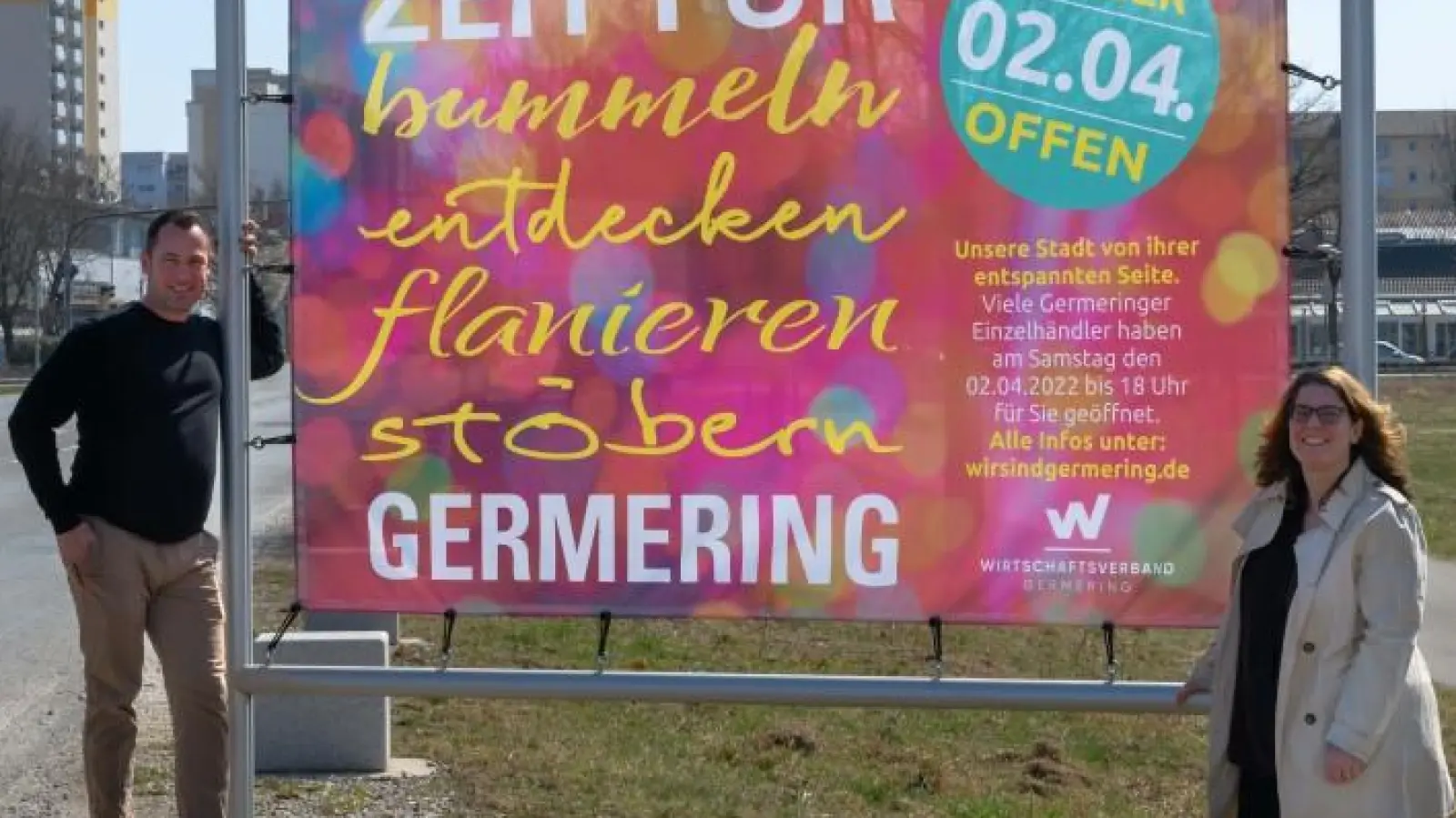 Zum „Langen Samstag” laden Jürgen André und Katrin Schmidt vom Wirtschaftsverband Germering. (Foto: Wirtschaftsverband Germering)