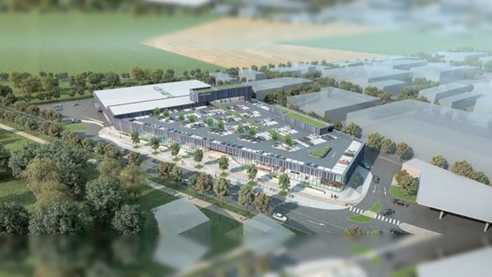 Das neue Isar-Center vergrößert sich erheblich; die Parkplätze wandern auf das Dach.	 	 (Foto: ATP Architekten)