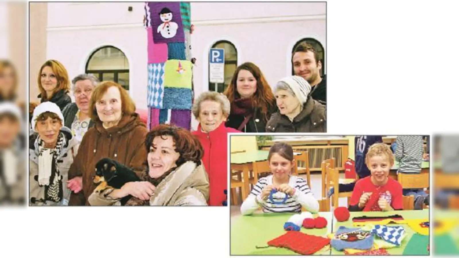 Wochenlang klapperten generationenübergreifend die Stricknadeln. Die Damen der Senioreneinrichtung und die Kinder aus dem Hort des St. Josefsheims verschönerten gemeinsam den winterlich kahlen Baum vor dem Gebäude in der Preysingstraße.  (Foto: js, privat)