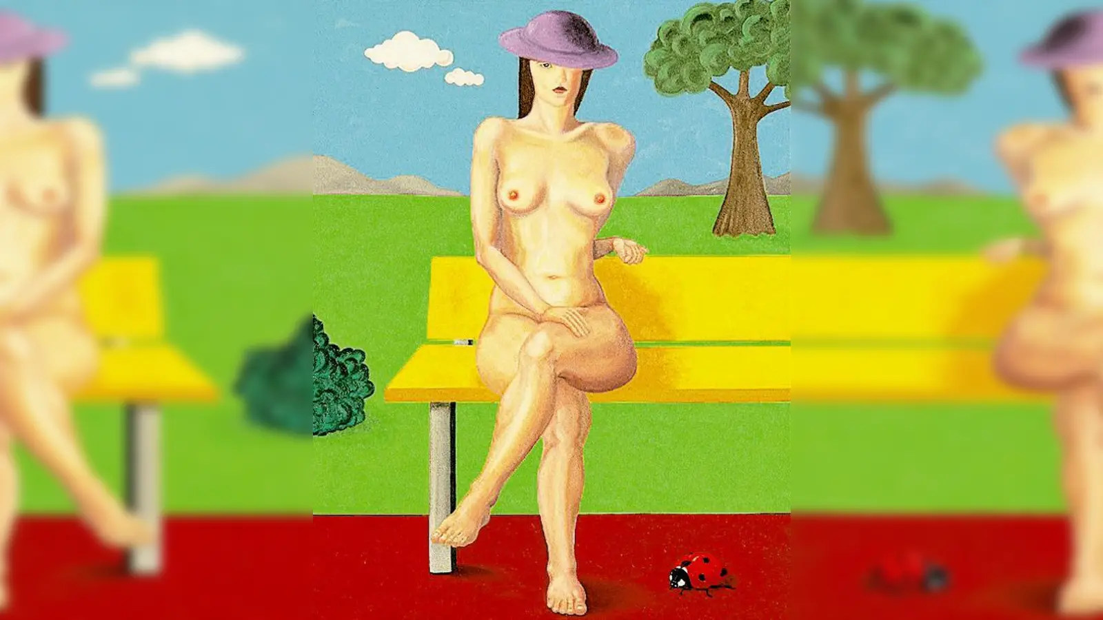 Aktdarstellungen wie diese Frau auf der Parkbank und Tiere wie der Marienkäfer zu ihren Füßen sind Lieblingsmotive von Julia Eckler.  (Foto: VA)