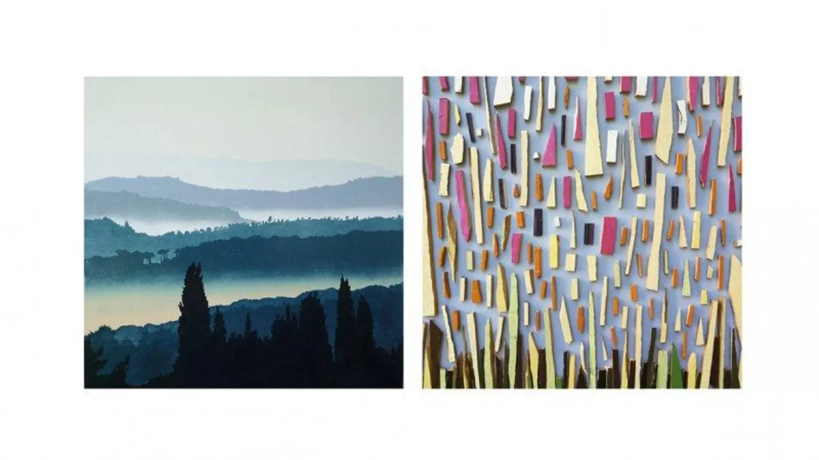 Arbeiten von Willi Ernst Seitz und Jochen Brunsmann (rechts) sind im Geranienhaus zu sehen. (Foto: Seitz / Brunsmann)