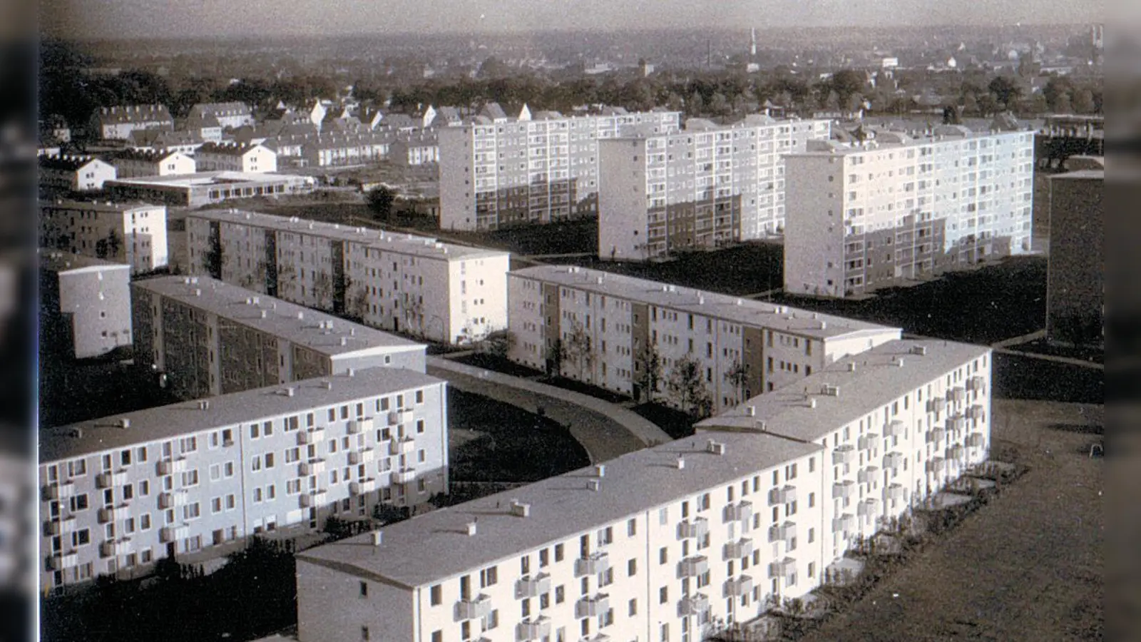 Die Parkstadt Bogenhausen im Jahr 1959, im Vordergrund die Beblostraße. (Foto: NordOstKultur-Verein)