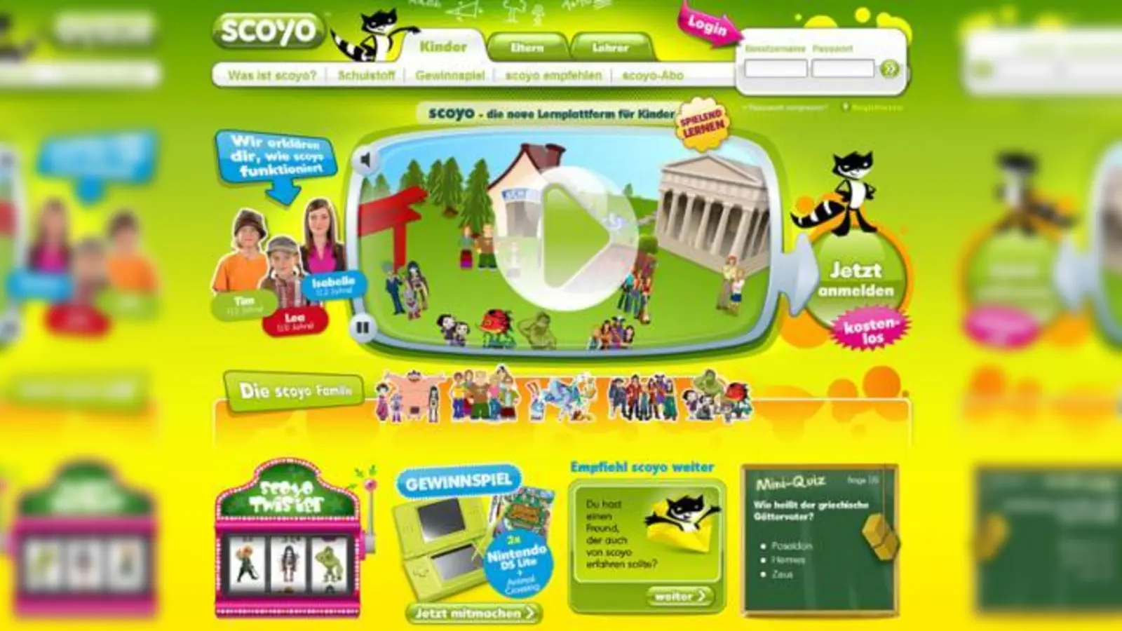 Die Startseite des neuen Internet-Portals scoyo (Foto: scoyo)