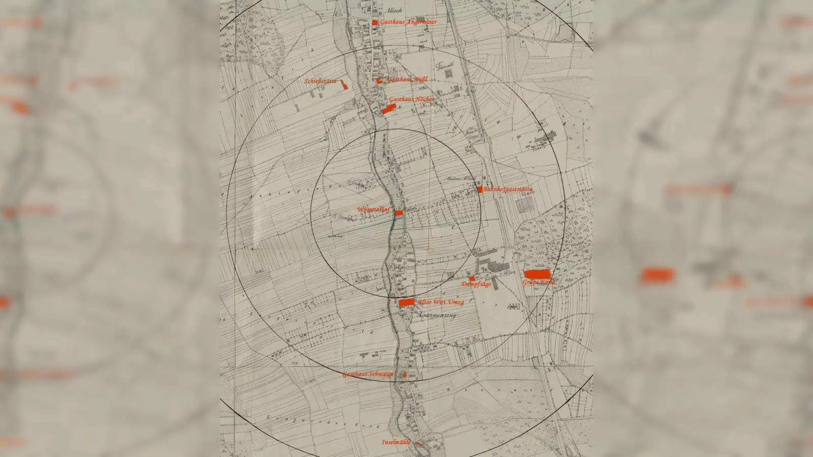 Der Katasterplan von 1926 im Maßstab 1: 5000 mit Eintragungen von Walter G. Demmel, erstellt mit Hilfe von J. Tausch und O. Birk. (Foto: Stadtarchiv)