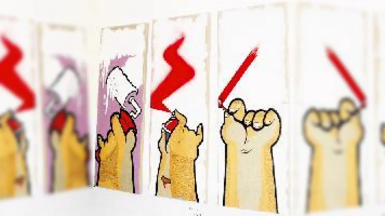 Moderne Kunst von Lawone kann man in der Färberei bewundern.  (Foto: Veranstalter)