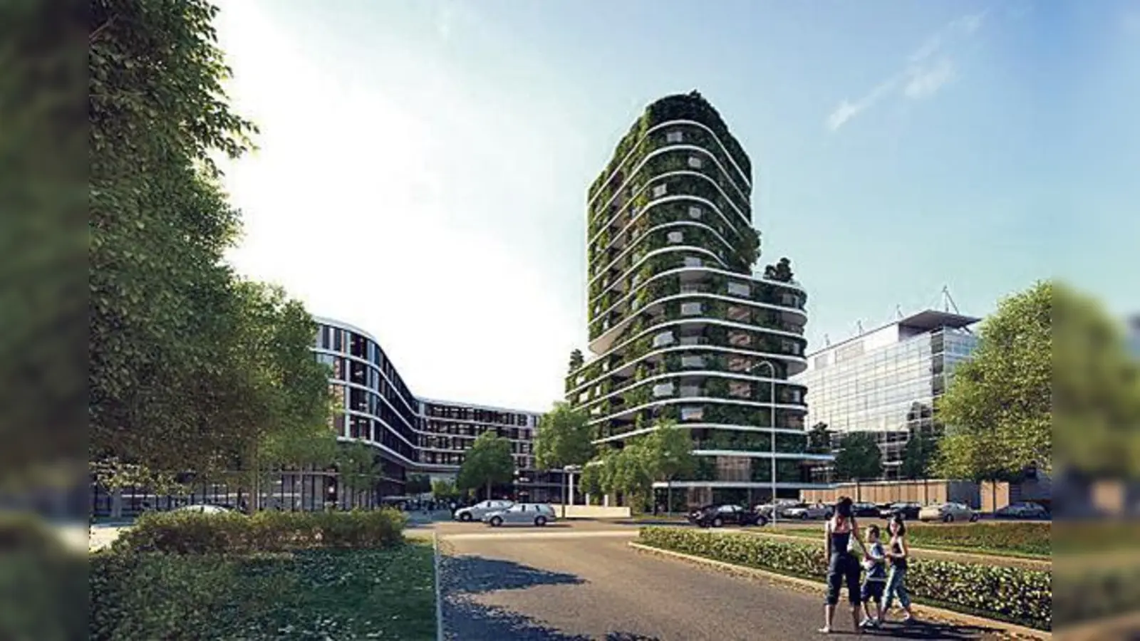 Bogenhausen wächst in den  (Foto: Der Arabellapark bekommt Münchens erstes »Grüne Hochhaus« (oben li.), die Bavaria Towers (oben re.) am Vogelweideplatz nehmen immer mehr Gestalt an.)