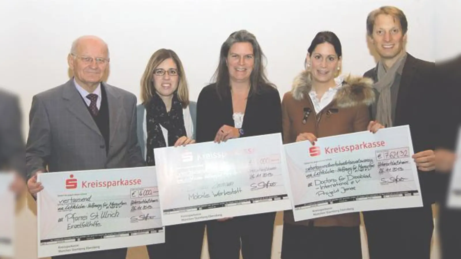 Freuen sich über die Spenden: Pfarrer Franz Muck, Susanne Straßer, Sonja Hausner, Johanna Correll und Benjamin Straßer (v. l.).	 (Foto: VA)