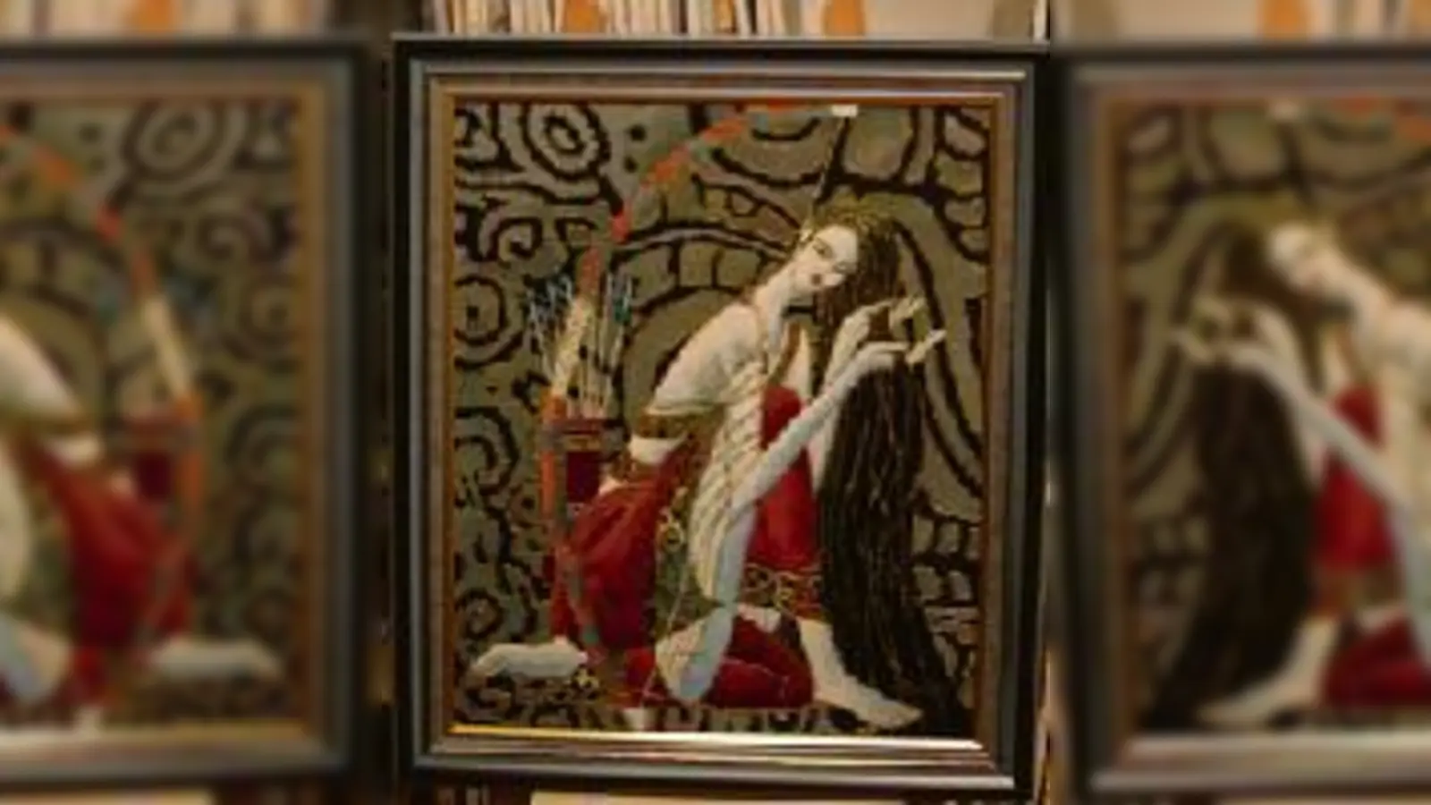 Fränkische Dorfidylle von Erich Döbler. Er ist mit über 85 Jahren das älteste Mitglied der Künstlergruppe, die in Dachau ihr Schaffen zeigt.  (Foto: VA)