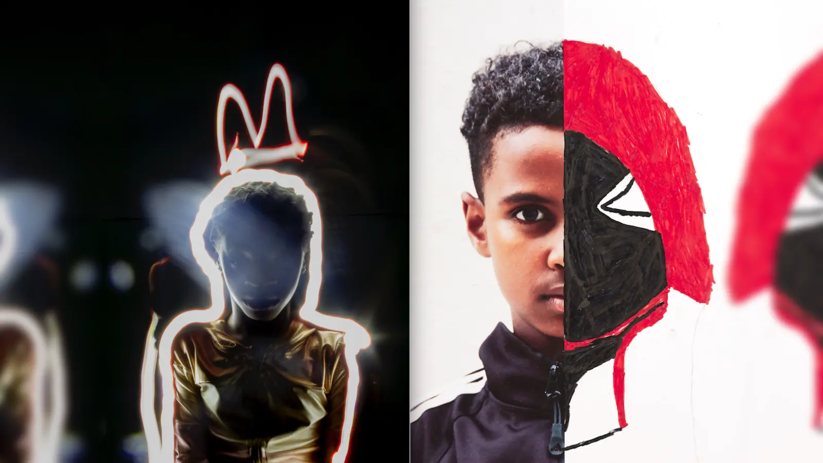 Kinder und Jugendliche aus Gemeinschaftsunterkünften und einem Hort in Berg am Laim haben künstlerische Selbstporträts zum Thema (Un)sichtbarkeit gestaltet. (Foto: VA)