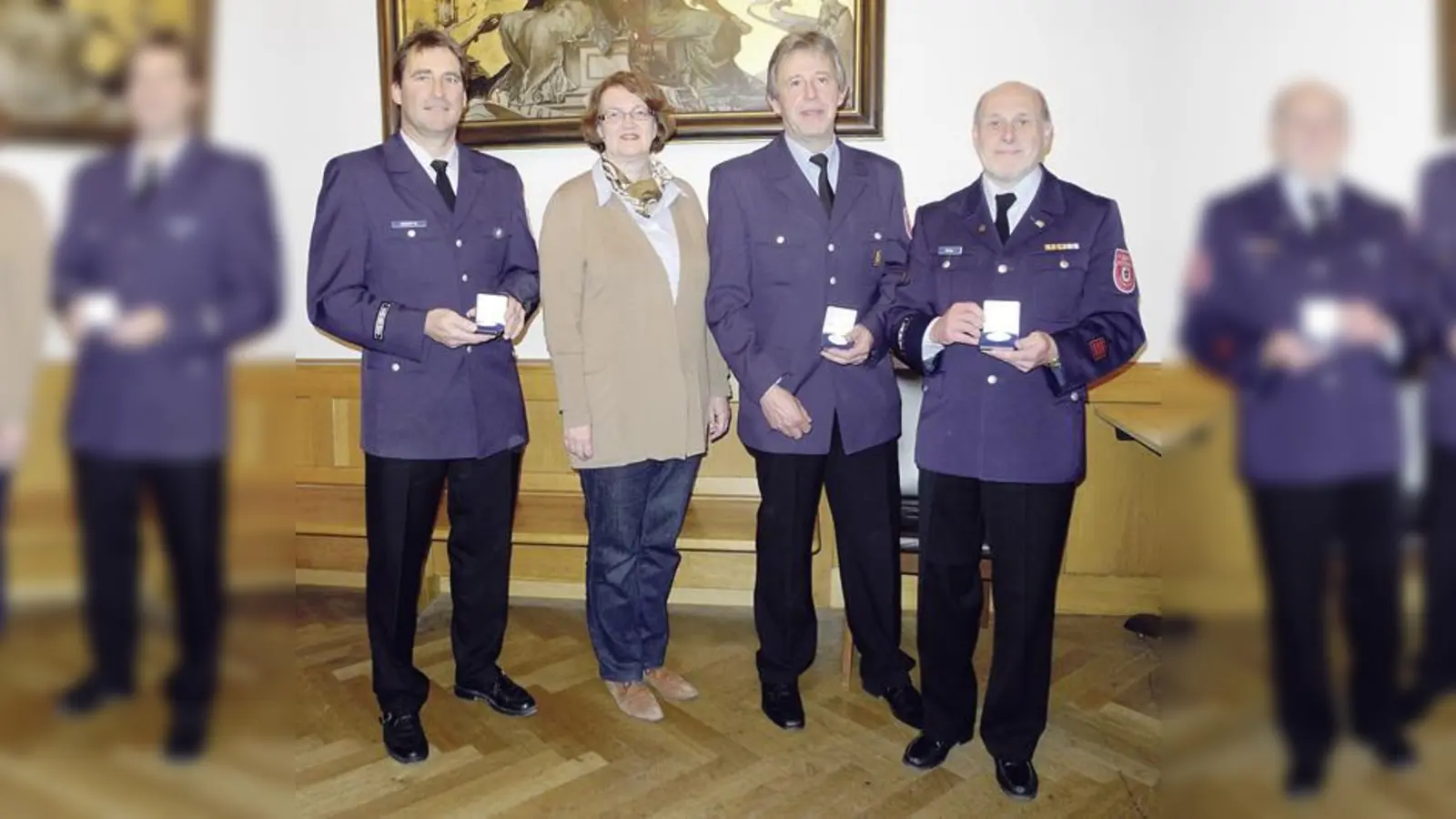 Christine Strobl gratulierte Markus Wehr, Franz Wiesheu und Andreas Weber (v.l.).	 (Foto: Privat)