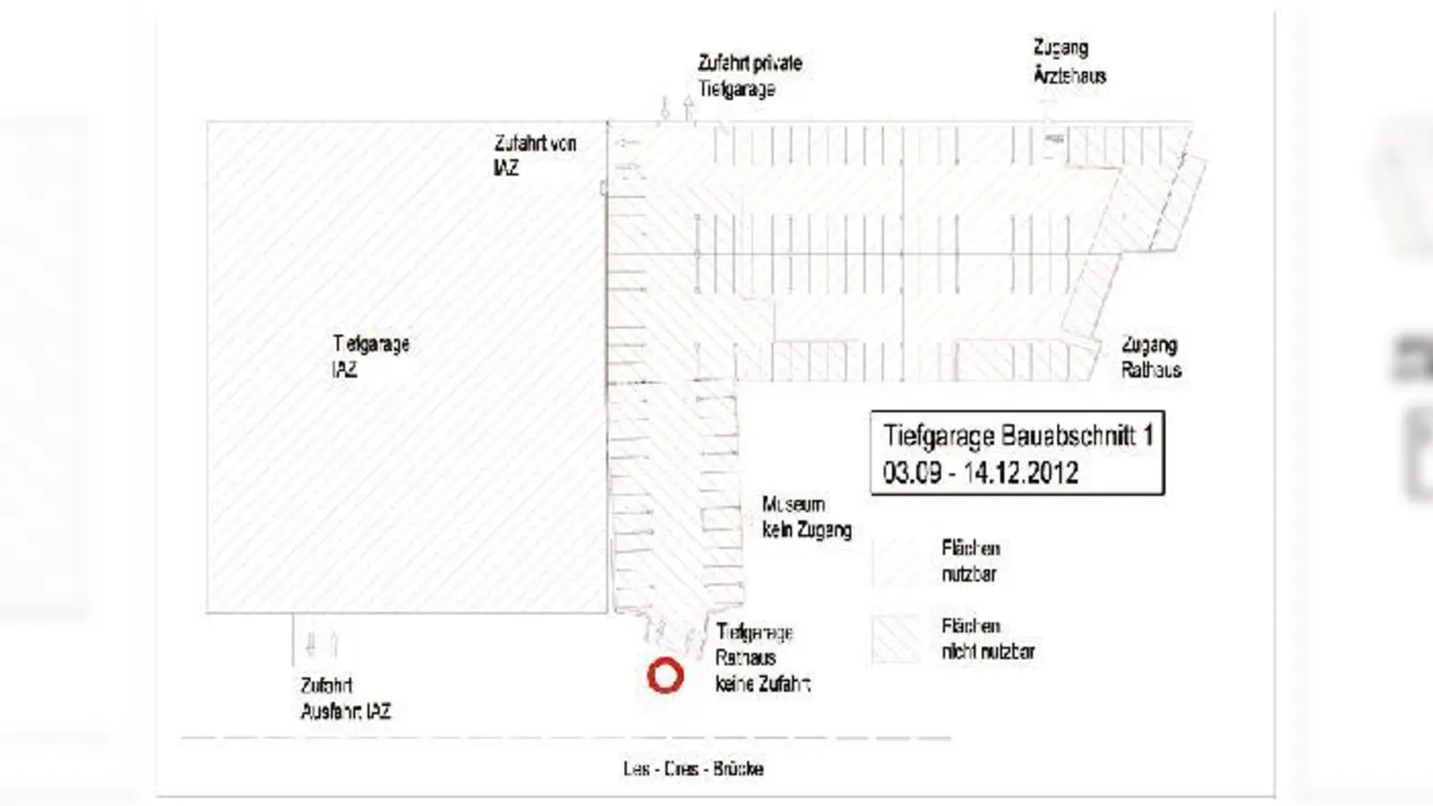 Während der Sanierung der Tiefgarage auf dem Rathausplatz werden zeitweise Zu- und Abfahrten gesperrt. 	 (Foto: Stadt Unterschleißheim)