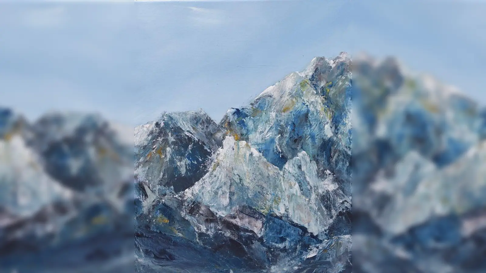 &amp;quot;Berglandschaft&amp;quot; von Manuela Franz. Der Farbklang der Arbeiten steht im Mittelpunkt ihrer Acryl- und Ölbilder. Zudem präsentiert sie individuellen Schmuckstücke aus Glas- und Edelsteinperlen. (Foto: Manuela Franz)