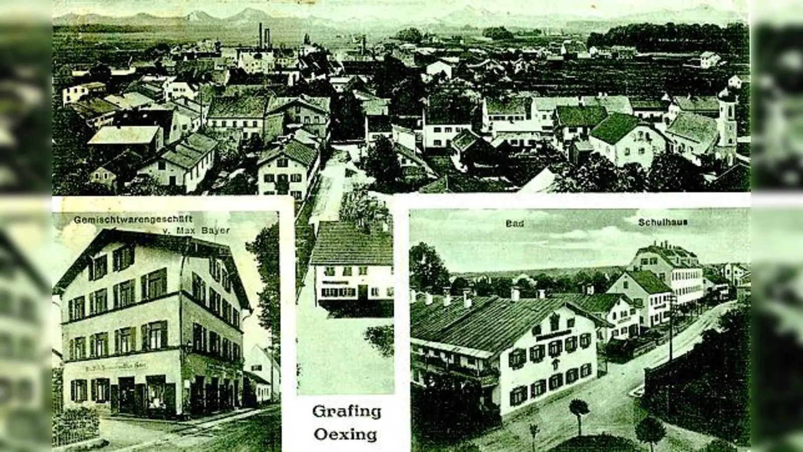 Eine Ansicht auf Öxing auf einer Ansichtskarte aus der Zeit um 1910. 	 (Foto: Stadtarchiv Grafing)