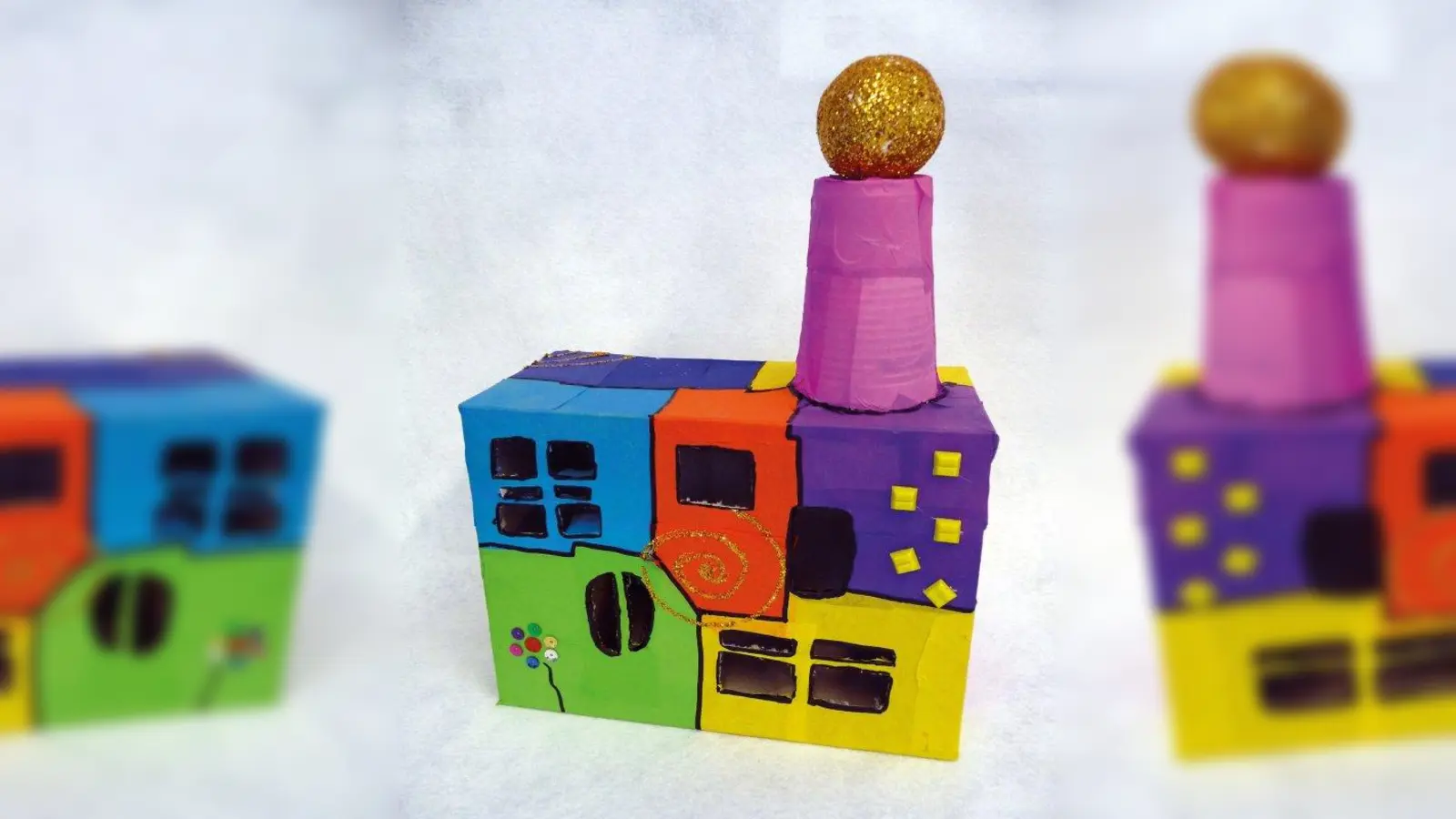 Ein Haus im Stil von Friedensreich Hundertwasser können die Kinder im Dschungelpalast basteln. (Foto: Feierwerk)