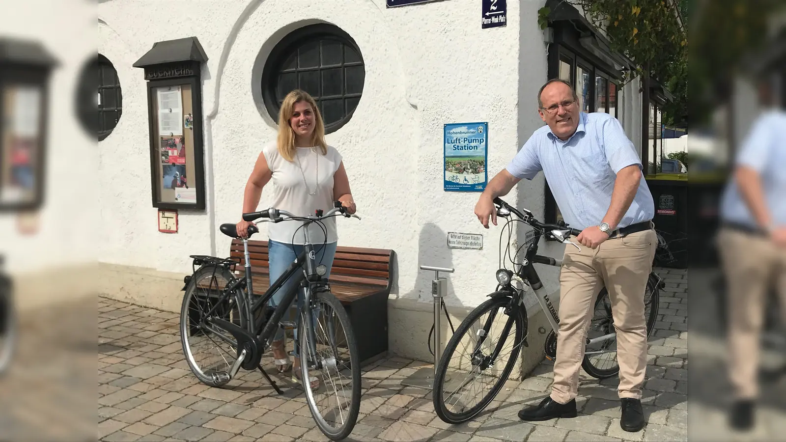 Hohenbrunns Bürgermeister Dr. Stefan Straßmair und Klimamanagerin Tanja Hellmann freuen sich auf viele Mitradler bei der Aktion Stadtradeln. (Foto: hw)