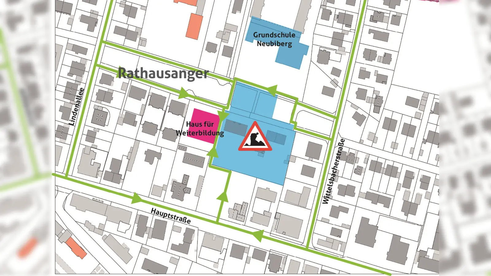 Ab Oktober ist der Zugang zum Haus für Weiterbildung auch von Norden über den Rathausanger möglich. (Foto: Gemeinde Neubiberg)