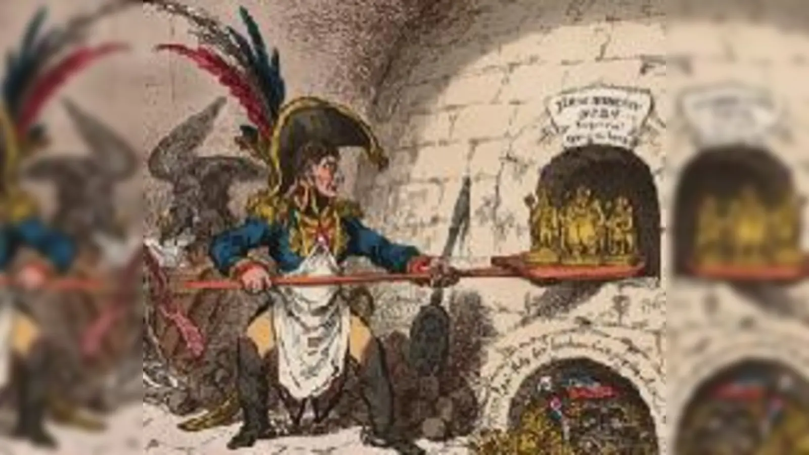 Napoleon als Königsbäcker: In der beißenden Karikatur von 1806 zieht er die frisch gebackenen Könige von Bayern, Württemberg und Baden aus dem mit Kanonenkugeln befeuerten Ofen.  (Foto: Städtische Kunstsammlungen Augsburg)