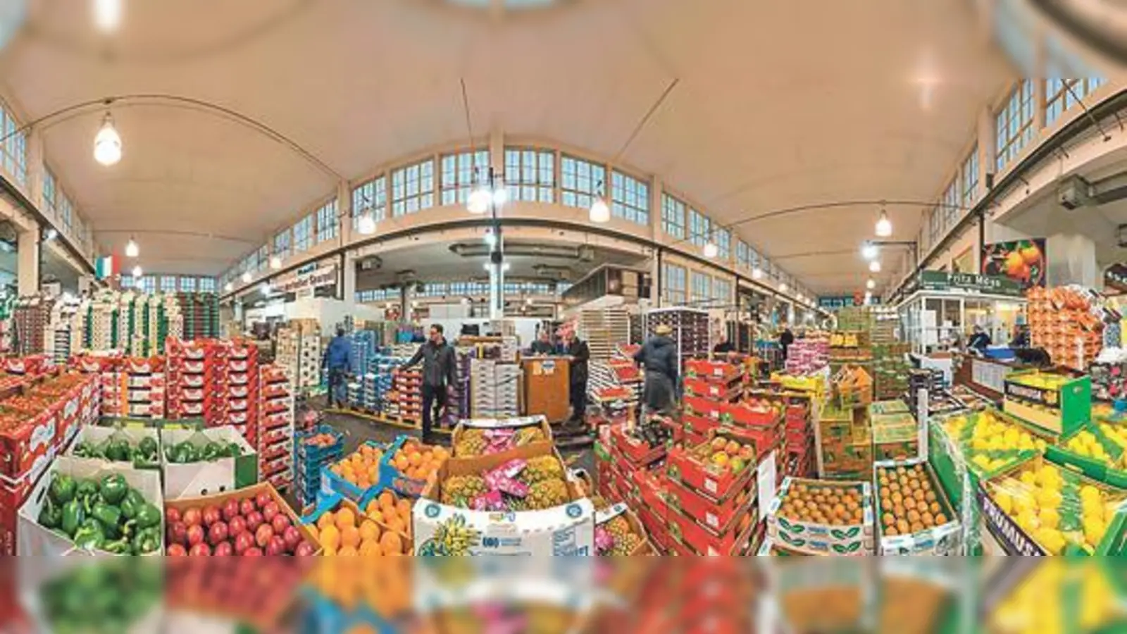 Das Innere der Großmarkthalle München in einer 180-Grad-Ansicht.	 (Foto: © Großmarkt in Sendling Jetzt)
