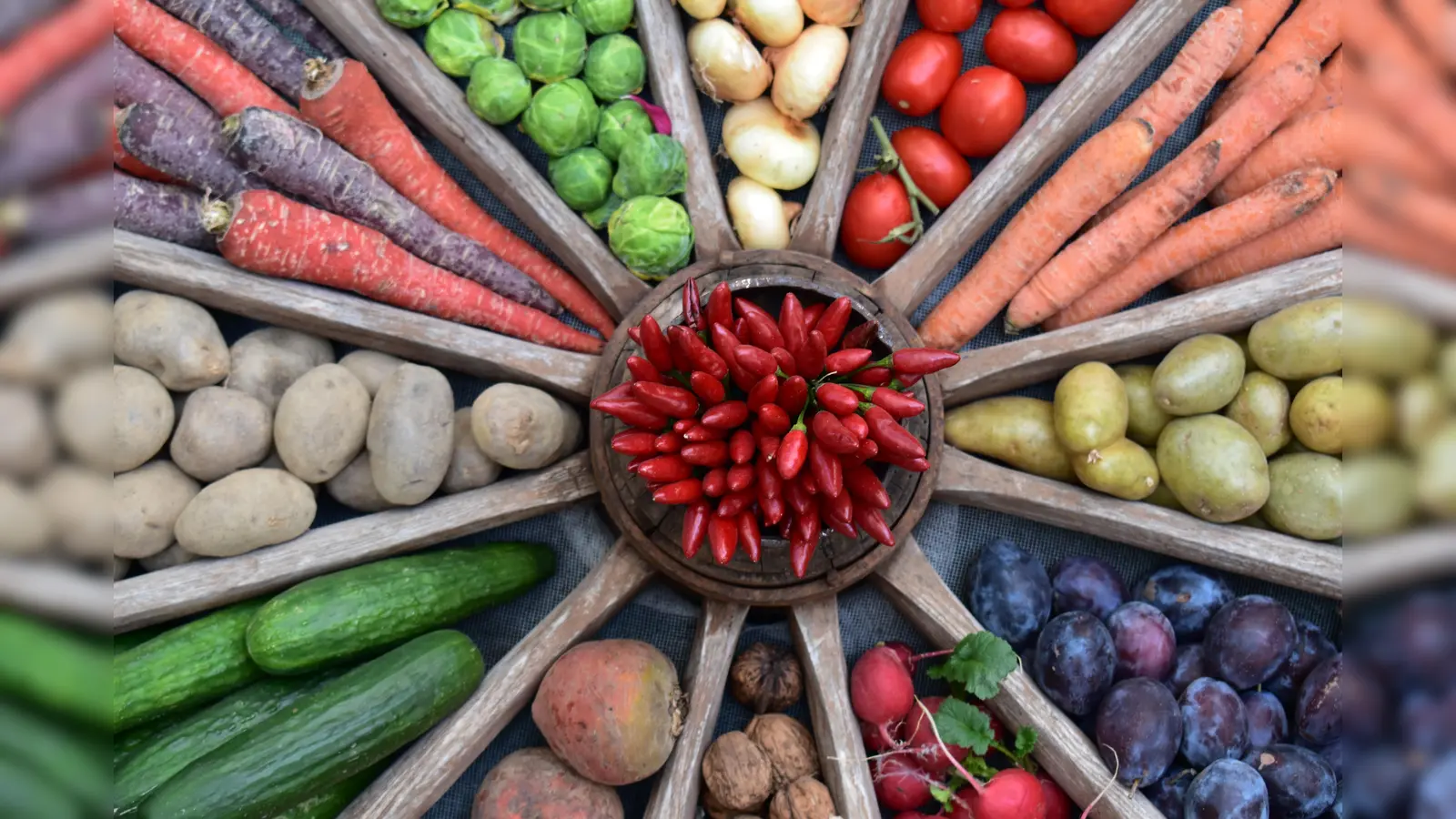 Erntedankvielfalt, dargestellt im Wagenrad des Kreisverbandes München für Gartenkultur und Landespflege. (Foto: Anna Marinelli)