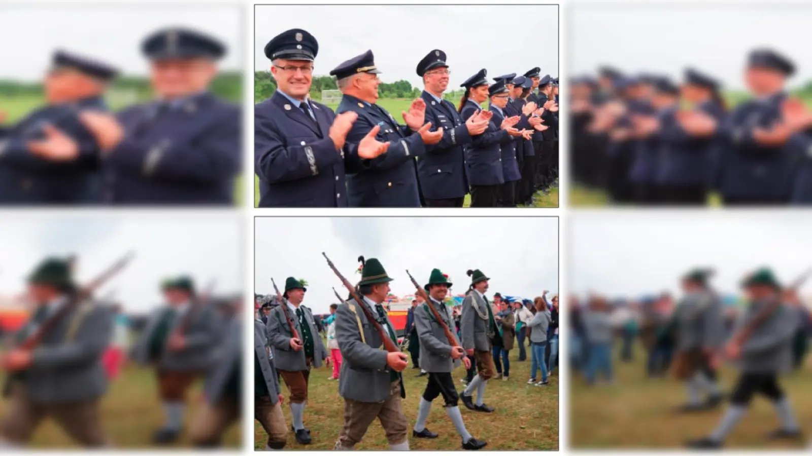 Zum Applaus der Mitglieder der FFW Ottobrunn zog die Beteiligten ins Festzelt ein.	 (Fotos: hw)