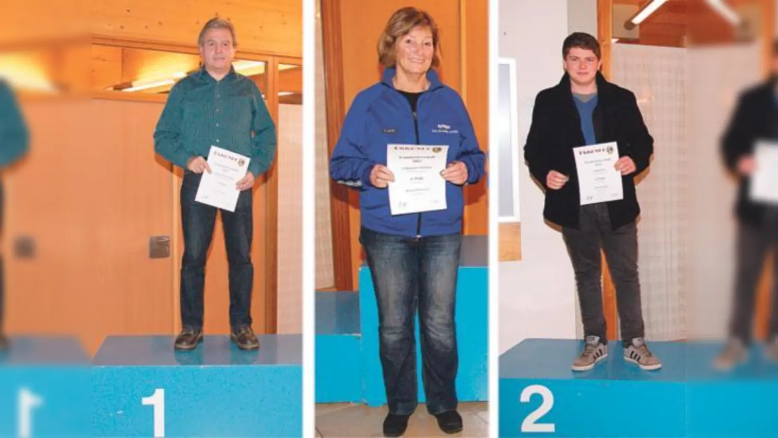 Gau- und Vizemeister Emil Schoppel, Vizemeisterin Renate Reimering und Vize Dominik Siegl freuen sich über den verdienten Sieg.  (Foto: VA)