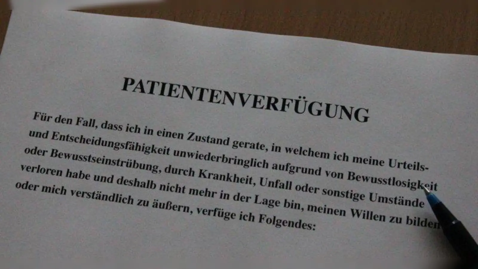 Patientenverfügung: Hier sollte man seinen Willen so genau wie möglich formulieren. (Foto: cr)
