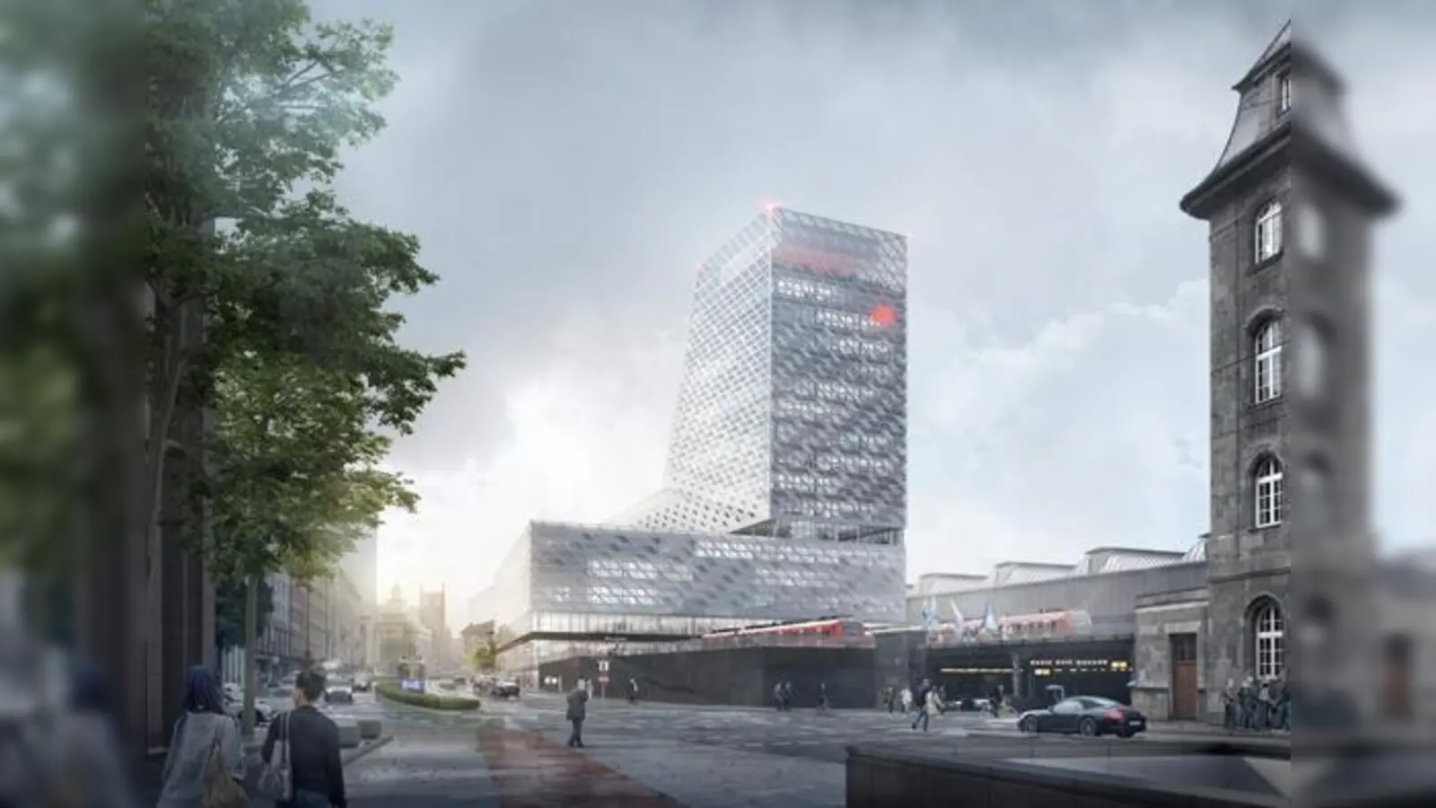 Der neue Starnberger Flügelbahnhof, Ansicht von Nordwest (Nähe Bayerischer Rundfunk).	 (Foto: Auer Weber)