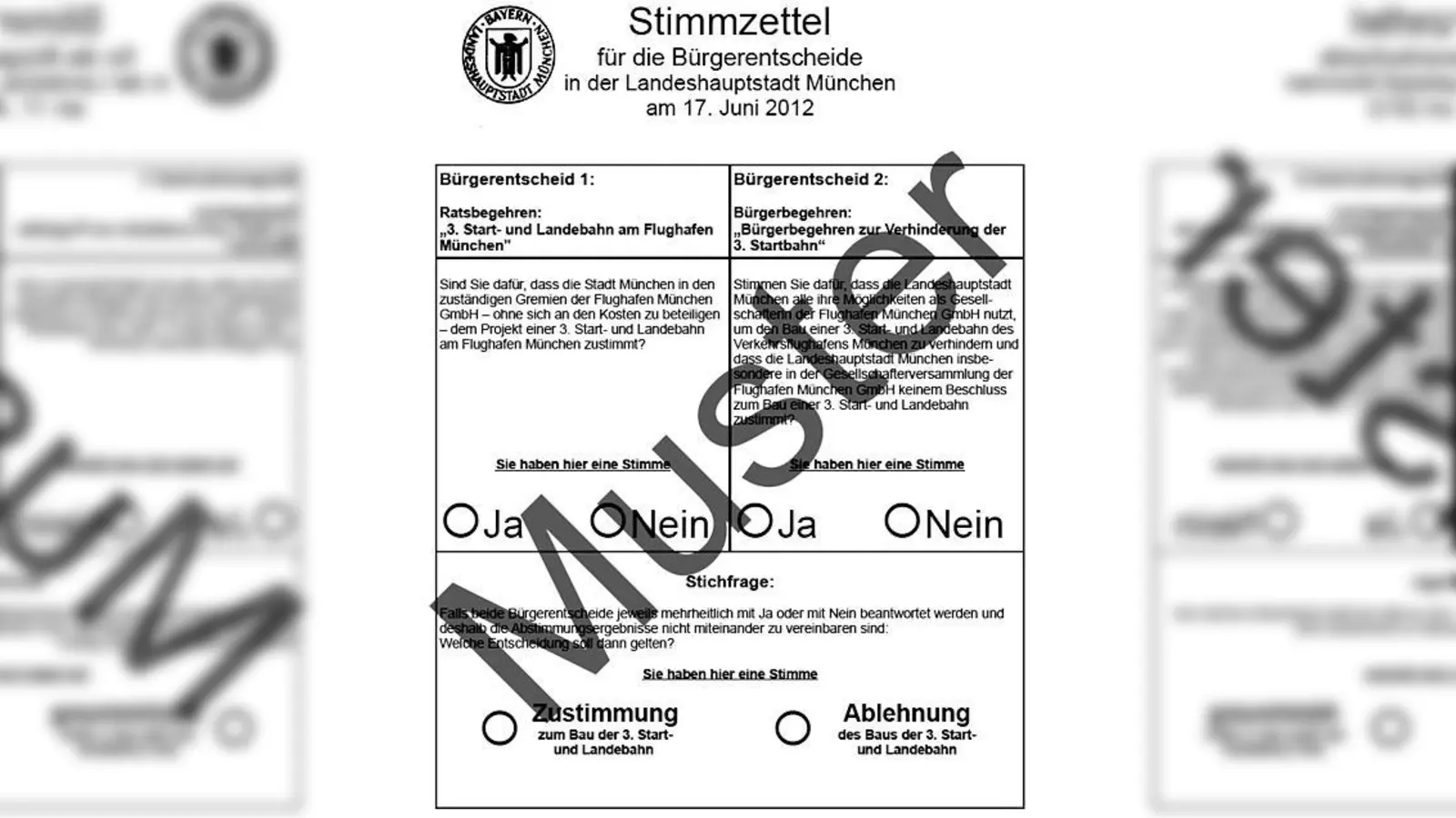 So sieht der Stimmzettel (Muster) aus.  (Foto: KVR)
