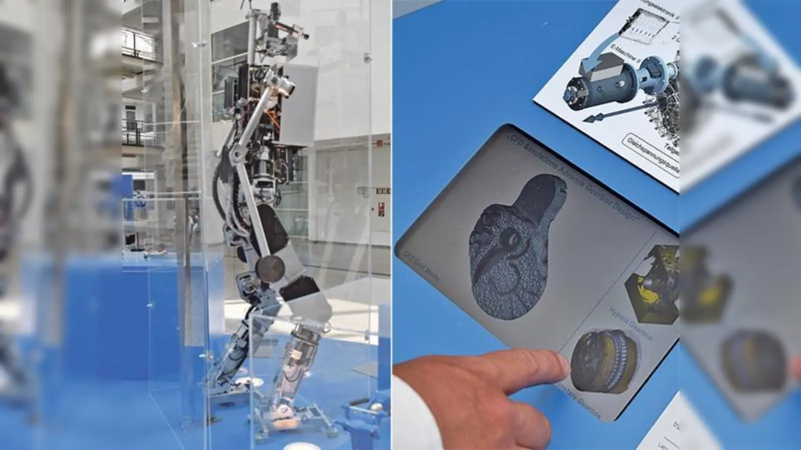 Johnnie ist ein an der TUM entwickelter mobiler Roboter, der aus über 1.000 Einzelteilen besteht. 17 angetriebene Gelenke ermöglichen ihm einen Gang von bis zu 2,4 km/h.      (Foto: dm)