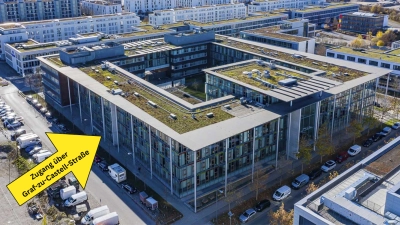 Die Führerscheinstelle des Landkreises München sitzt ab 2. November in der Graf-zu-Castell-Straße. Langfristig soll der Messecampus in Riem zum Hauptstandort des Landratsamtes werden. (Foto: LRA München)
