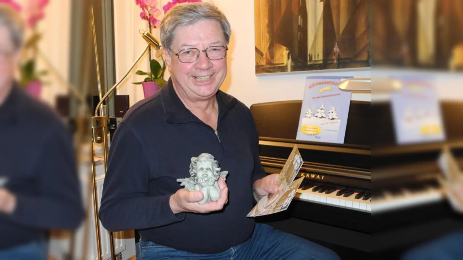 Peter Möws arbeitet seit vielen Jahren für soziale Projekte in Kirchheim. Vom Landkreis-Anzeiger bekam er jetzt dafür als kleine Anerkennung eine Engelsfigur und zwei Gutscheine für die Therme Erding.	 (Foto: Gabriele Heigl)