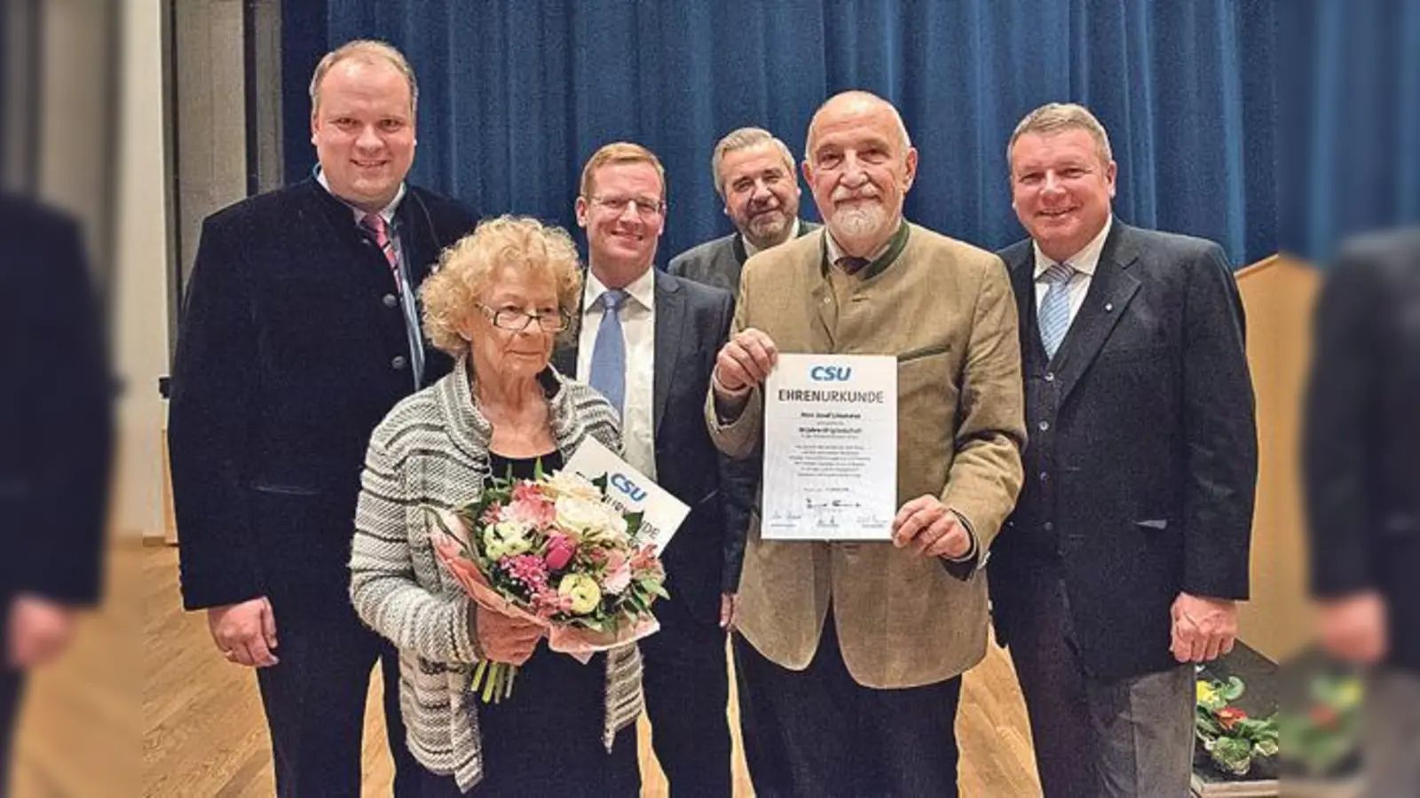 Landrat Christoph Göbel, Gertraud Wildmoser, Thomas  Reichel, Dietrich Keymer, Josef Linsmeier und MdL Ernst  Weidenbusch (von links nach rechts).	 (Foto: Ronny Kick)