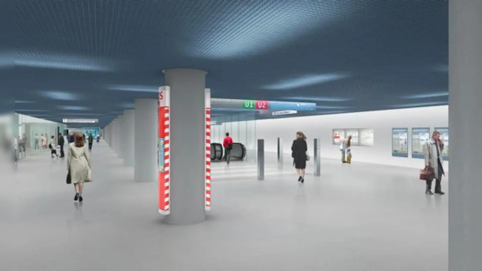 Das Zwischengeschoss des Hauptbahnhofs soll durch die Modernisierung wesentlich heller und freundlicher werden.	 (Simulation: SWM-MVG)