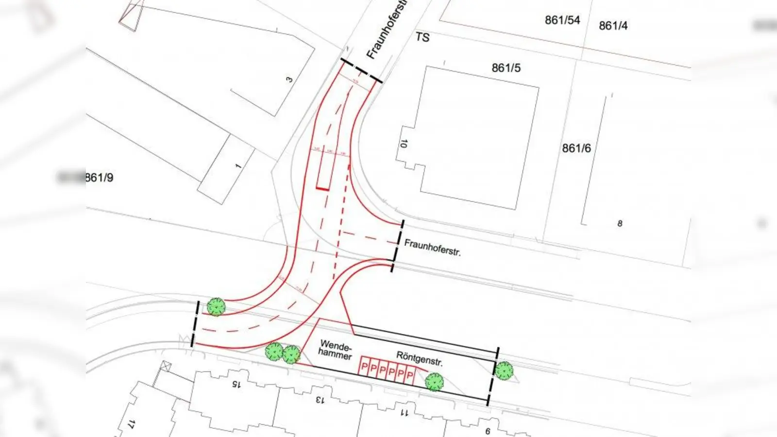 Zwischenlösung für Martinsried: Die Röntgen- und Fraunhoferstraße werden mittels Durchstich miteinander verbunden. (Foto: Skizze: Gemeinde Planegg)