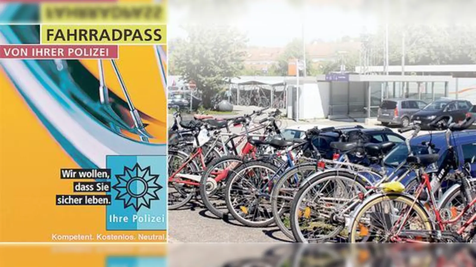 Mit der kostenfreien Fahrradpass-App der Polizei kann man sein Fahrrad problemlos registrieren lassen. Auch diesen Sommer waren abgestellte Fahrräder an Bahnhöfen  wie hier (Fo. re.) am Bahnhof in Zorneding  ein beliebtes Ziel von Dieben.  (F: Polizei/sd)