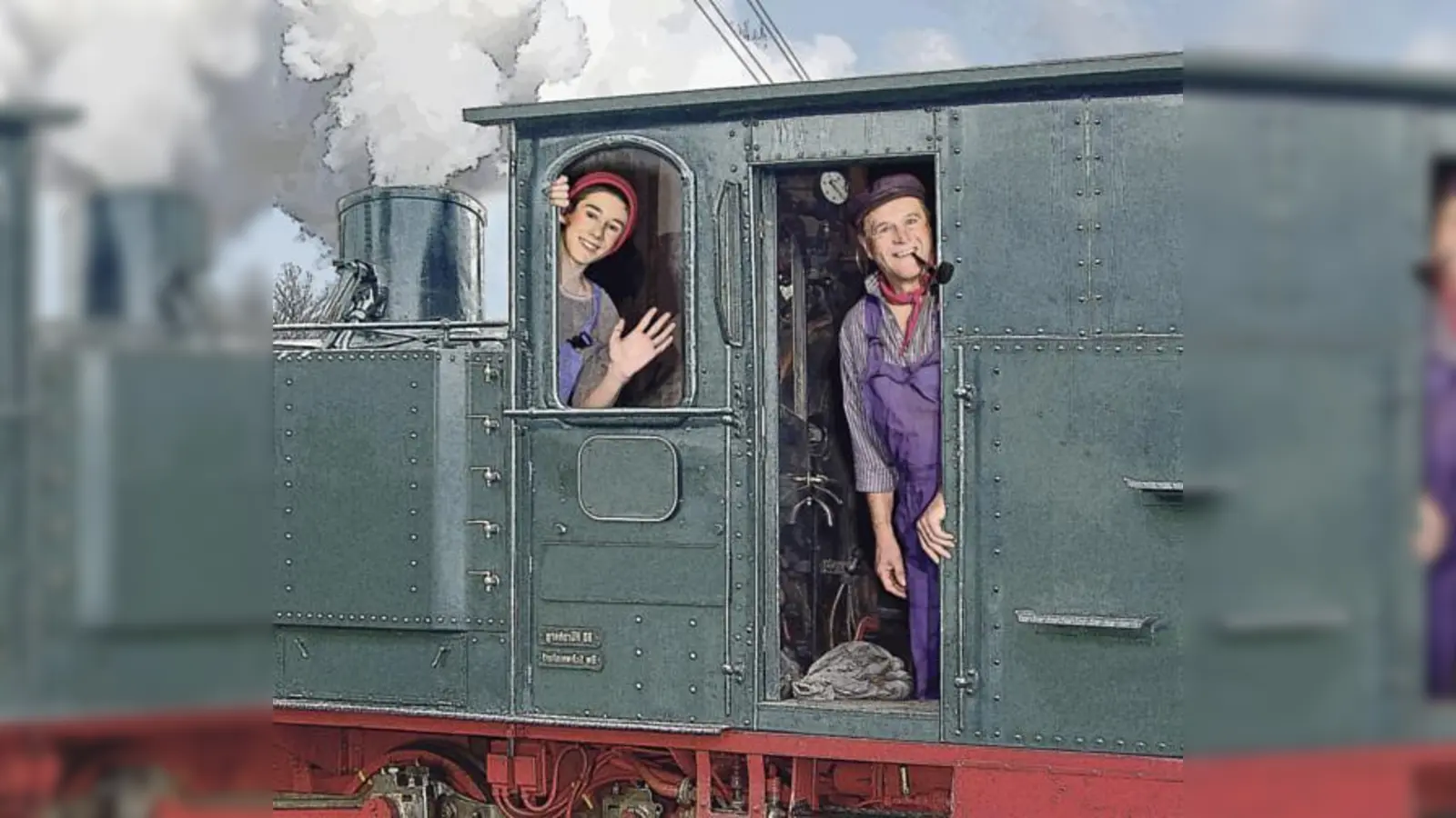 Jim Knopf und Lukas, der Lokomotivführer gehen gemeinsam auf große Fahrt. Zu sehen sind sie in Holzkirchen.	 (Foto: VA)