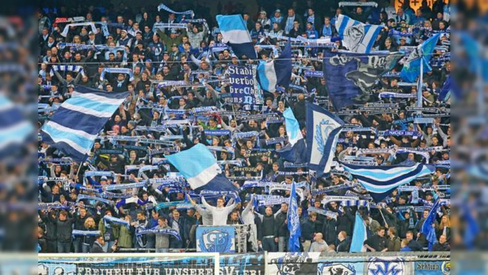 Hoffnung auf ein weiß-blaues Fest: der Löwen-Anhang.  (Foto: A. Wild)