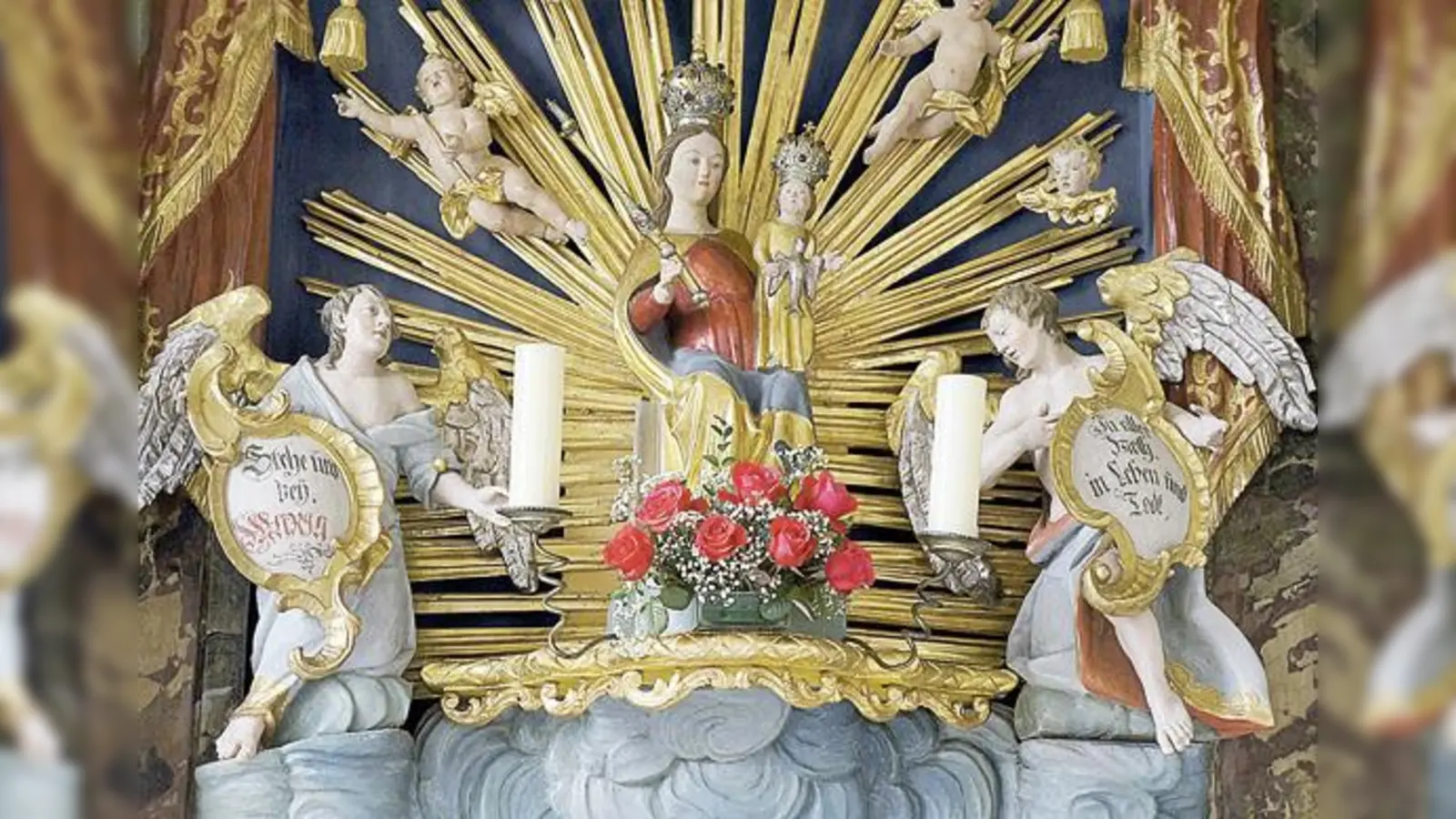 Die Madonna auf dem Altar der Marienkapelle in Hofolding war Vorlage für die Deckenbemalung des Kirchleins. 	 (Foto: hw)