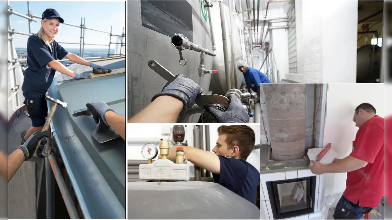 Zukunftssichere Jobs sind krisenfest - das hat die Pandemie deutlich gemacht. Dazu gehören auch die vier SHK-Ausbildungsberufe. Sie bieten jungen Menschen exzellente Perspektiven, ob als Klempnerin oder Behälter- und Apparatebauer, Anlagenmechaniker SHK oder als Ofen- und Luftheizungsbauer. (Foto: ZVSHK/txn)